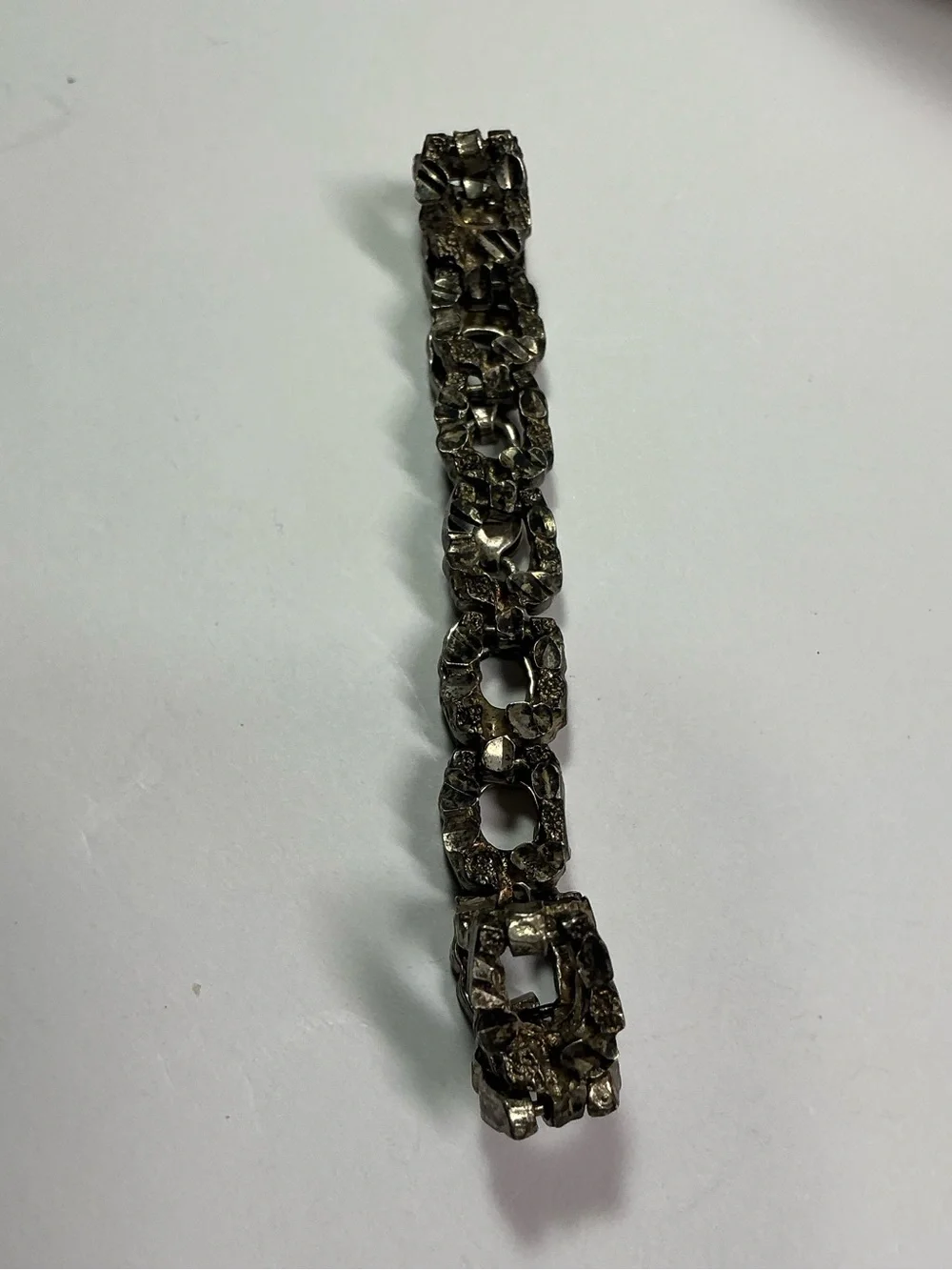 Sterling Silver Diamond Cut Square Link Bracelet. 7 inches long